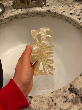 Pearlized Beige Acrylic Hair Claw Clip